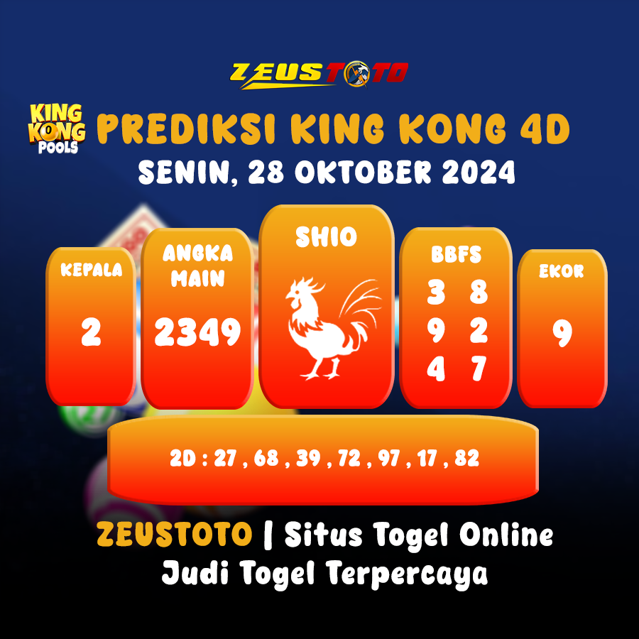 Prediksi Angka Keluaran KING KONG 4D Senin, 28 Oktober 2024