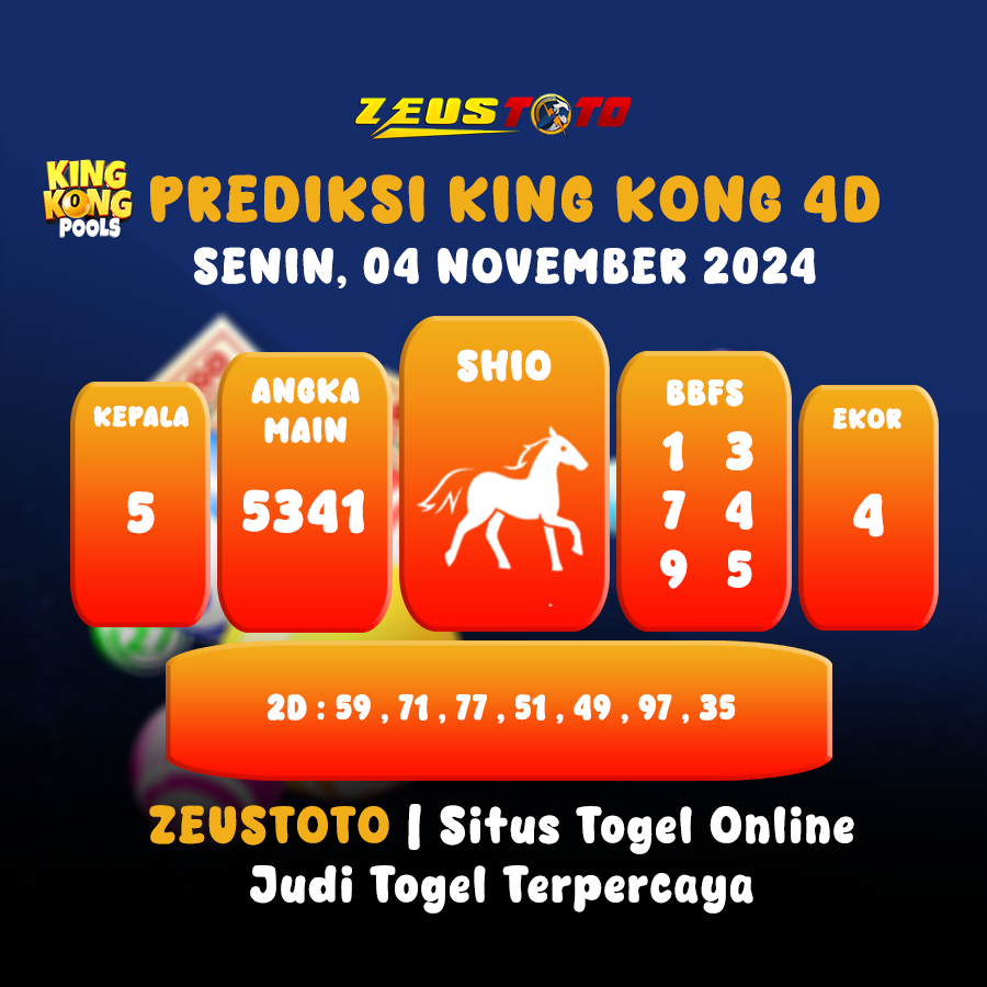 Prediksi Angka Keluaran KING KONG 4D SENIN, 04 NOVEMBER 2024