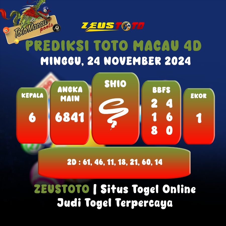 PREDIKSI ANGKA TOTO MACAU 4D 24 NOVEMBER 2024