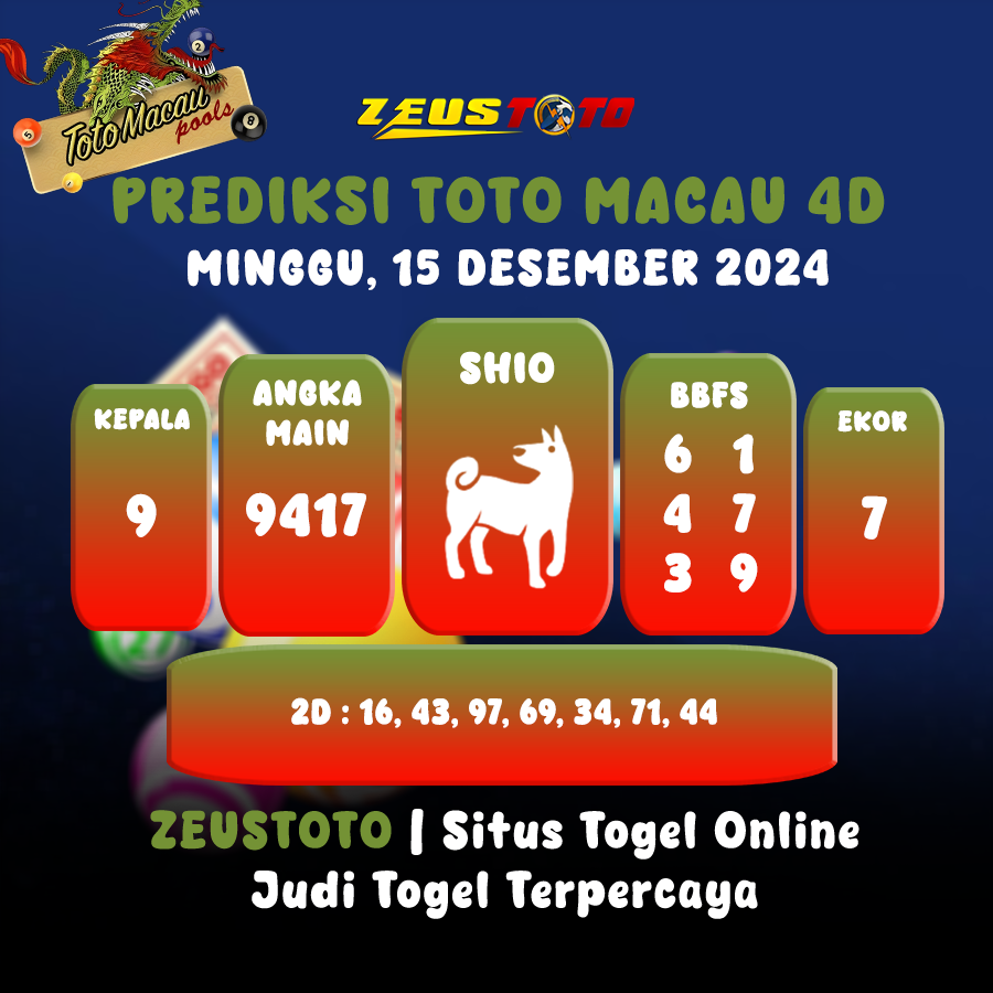 PREDIKSI TOTO MACAU 4D TANGGAL 15 DESEMBER 2024