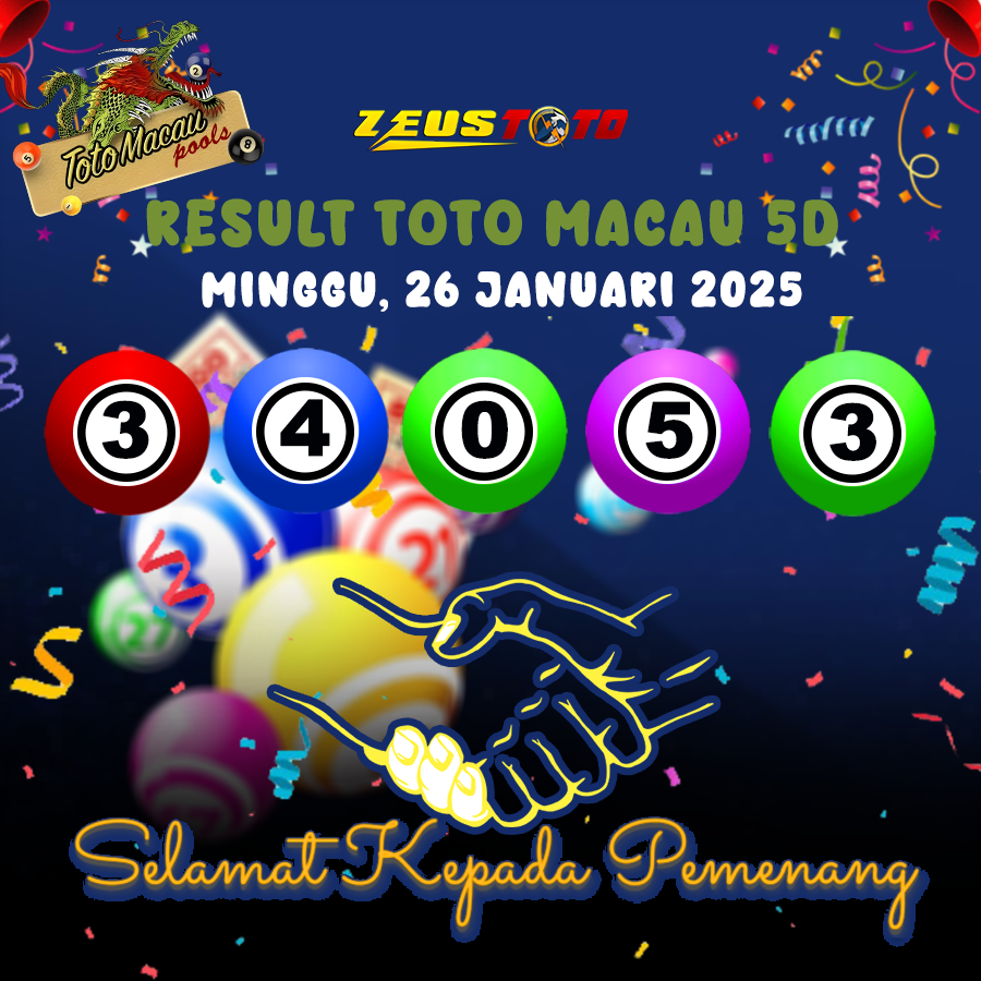 RESULT TOTO MACAU 5D TANGGAL 26 JANUARI 2025