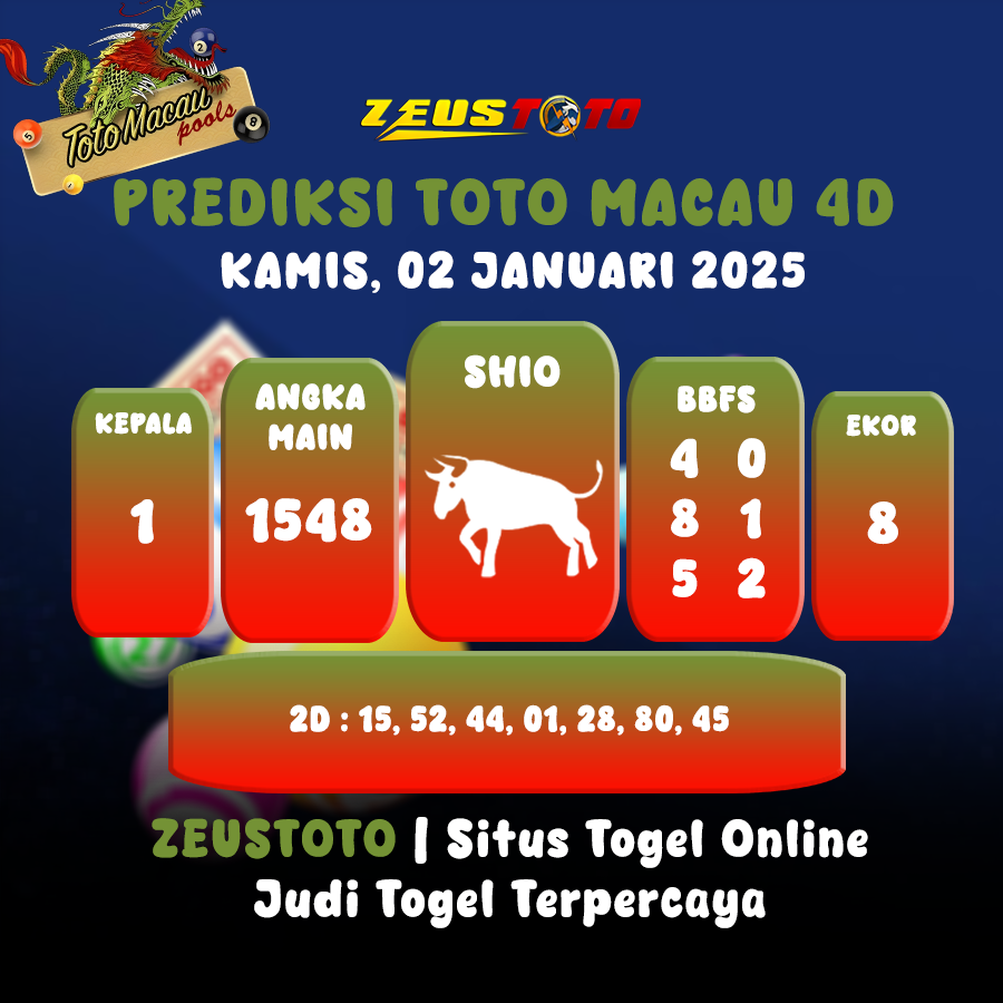 PREDIKSI TOTO MACAU 4D TANGGAL 02 JANUARI 2025