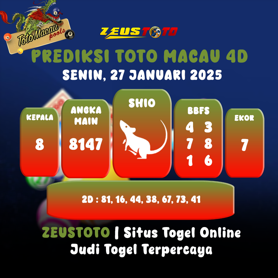 PREDIKSI TOTO MACAU 4D TANGGAL 27 JANUARI 2025