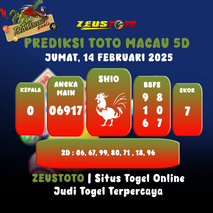 PREDIKSI TOTO MACAU 5D 14 FEBRUARI 2025